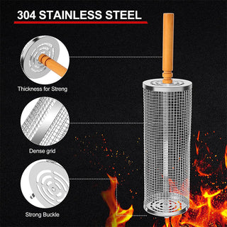 Sakerplus® Rolling Grill Basket Set