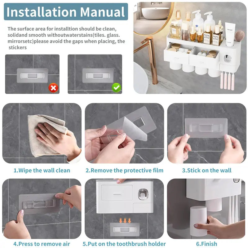 Sakerplus® Tooth Brush Holder For Bathroom Wall Mounted