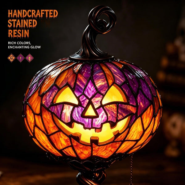 Sakerplus® Stained Glass Halloween Pumpkin Table Lamp