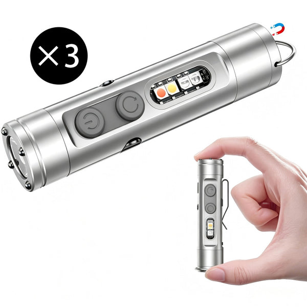 Sakerplus® 5-In-1 Rechargeable Keychain Survival Flashlight