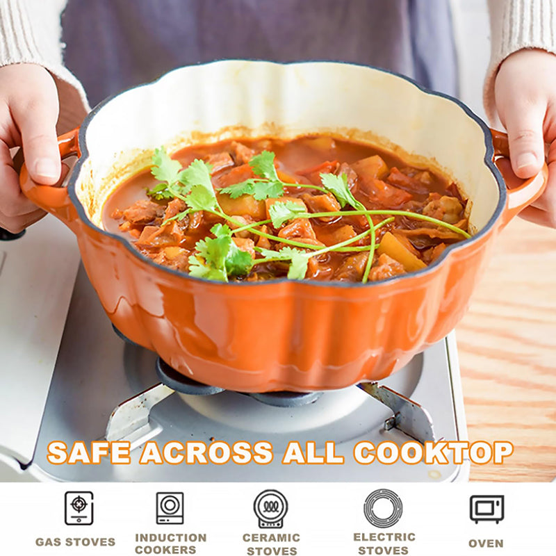 Sakerplus® Enameled Cast Iron Pumpkin Dutch Oven