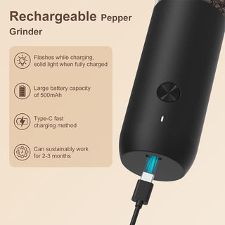 Sakerplus® Rechargeable Automatic Adjustable Electric Pepper Grinder