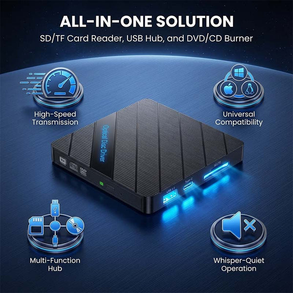 Sakerplus® 8-In-1 Portable External DVD Drive