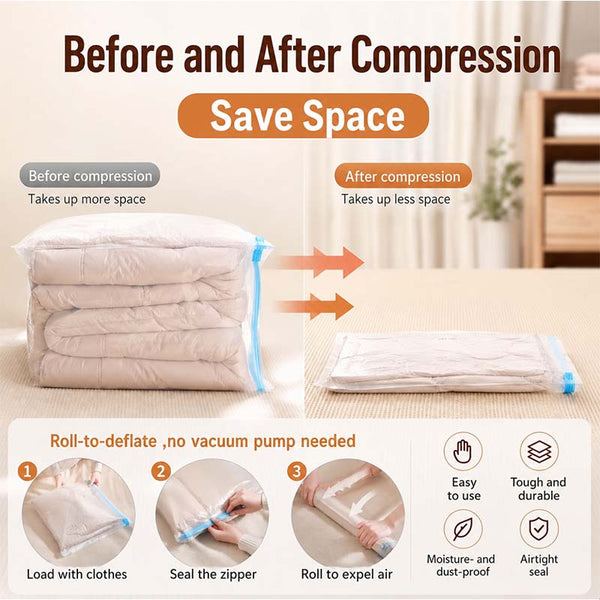 Sakerplus® Pump-Free Roll-Up Compression Storage Bags