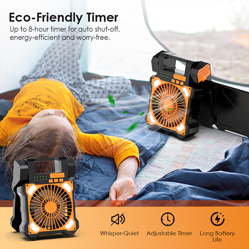 Sakerplus Solar Powered Portable Camping Fan