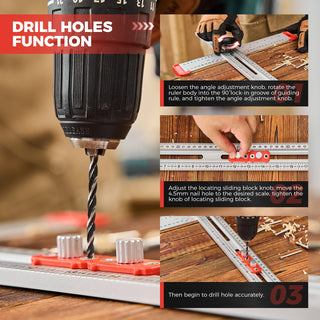 SAKER® 4 in 1 Drilling Positioning Ruler