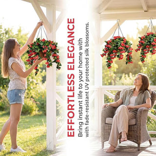 Sakerplus® Faux Crepe Myrtle Hanging Flower Basket 2 Pack