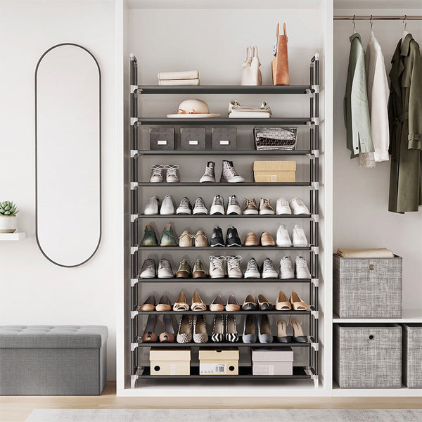 Sakerplus® 10-Tier Black Metal Shoe Storage Rack