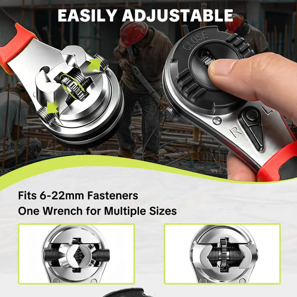 Sakerplus® 6-22mm Adjustable Universal Ratchet Wrench