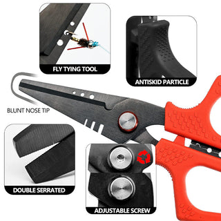 Sakerplus 6.5" Pro Dual Serrated Blades Fishing Shears