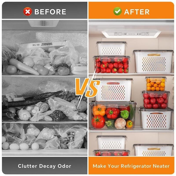 Sakerplus® Food Storage Containers for Fridge with Removable Colander