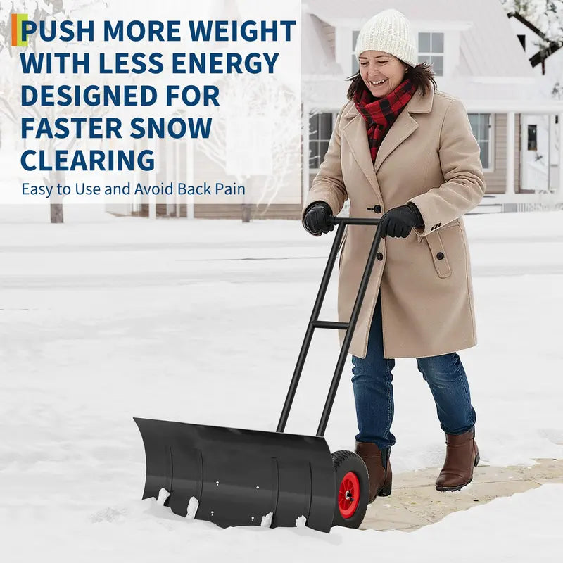 Sakerplus® Large Adjustable Wheeled Snow Pusher