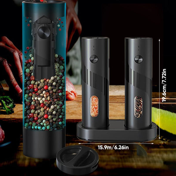 Sakerplus® Electric Salt and Pepper Grinder Set with Charging Base