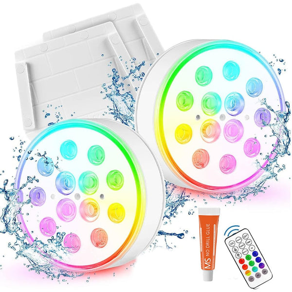 Sakerplus® 2/4 PCS-Ultra-High Brightness Rechargeable Submersible LED Lights with Remote