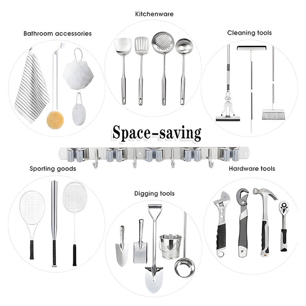 Sakerplus® Stainless Steel Broom Mop Holder Wall Mount