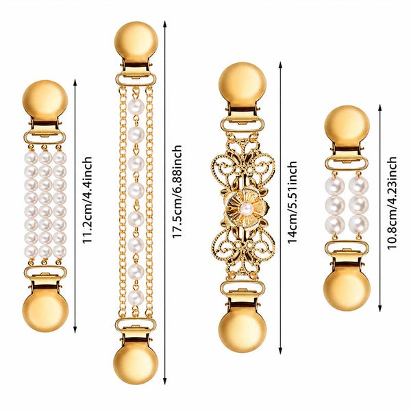 Sakerplus® Vintage Sweater Shawl Clips With Pearl Chain Clasps