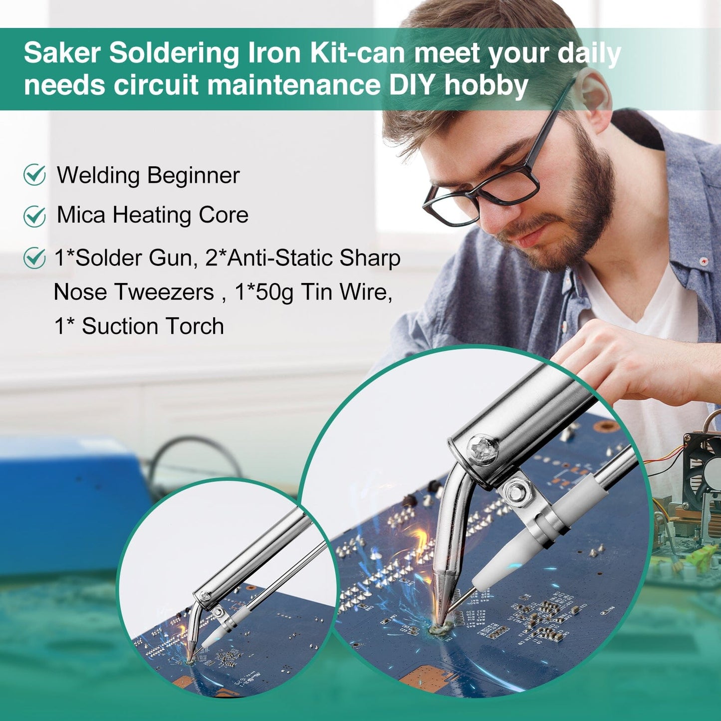 Saker Adjustable Temperature Soldering Iron Kit