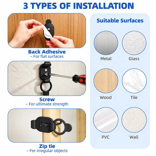 Sakerplus® Adjustable Elastic Cable Management Clips