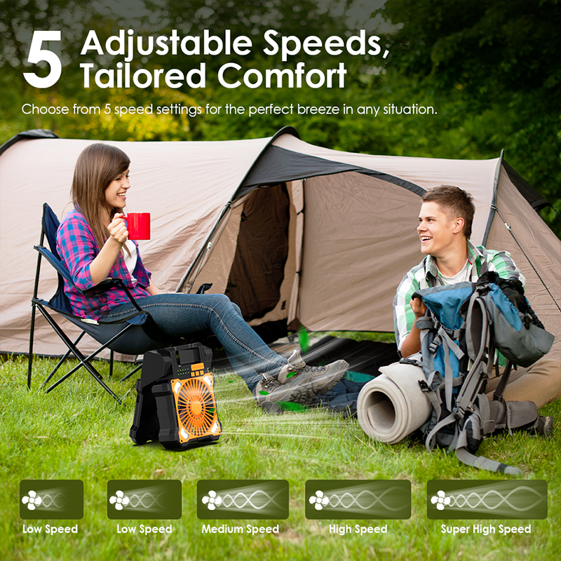 Sakerplus Solar Powered Portable Camping Fan