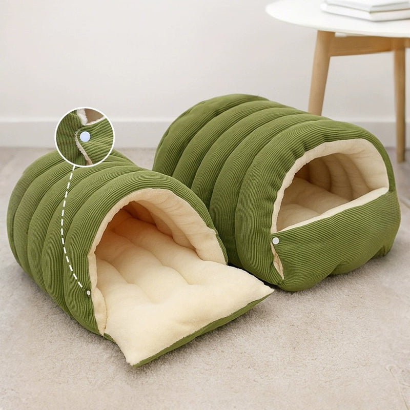 Sakerplus Warm Corduroy Pet Cave Bed