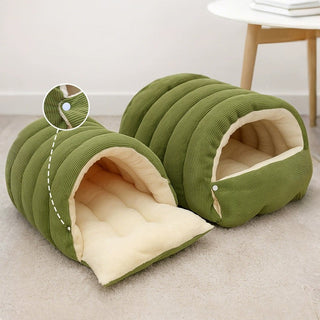 Sakerplus Warm Corduroy Pet Cave Bed