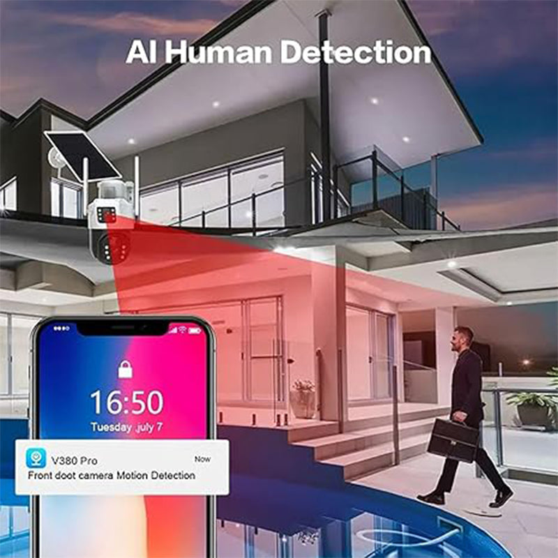 Sakerplus Dual Lens Solar Security Camera Outdoor