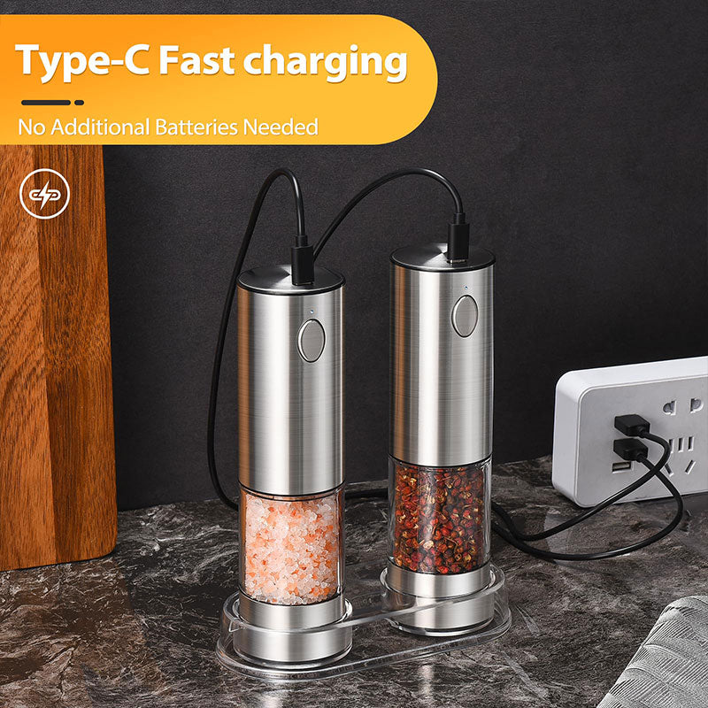 Sakerplus Rechargeable Electric Salt and Pepper Grinder Set