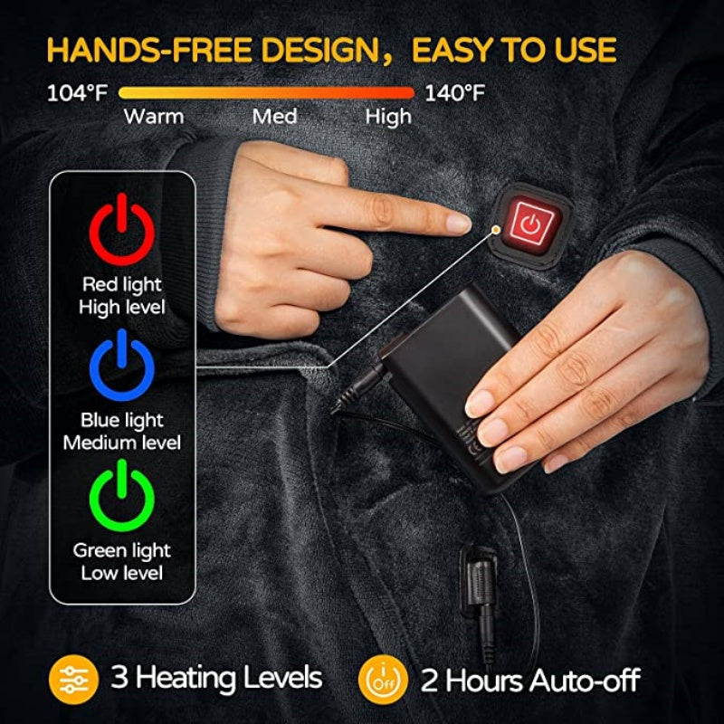 Sakerplus Cordless Oversized Heated Hoodie Blanket