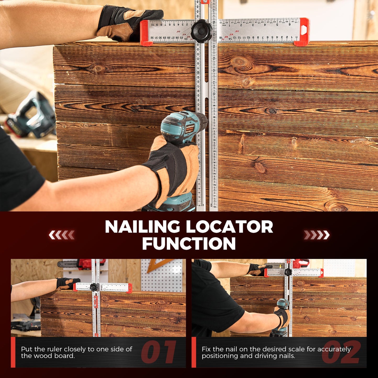 SAKER® 4 in 1 Drilling Positioning Ruler