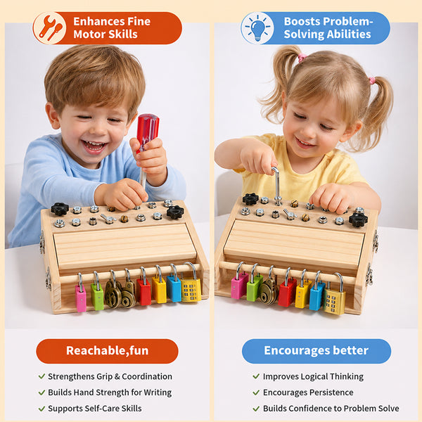 Sakerplus® Montessori Screwdriver Lock And Key Board