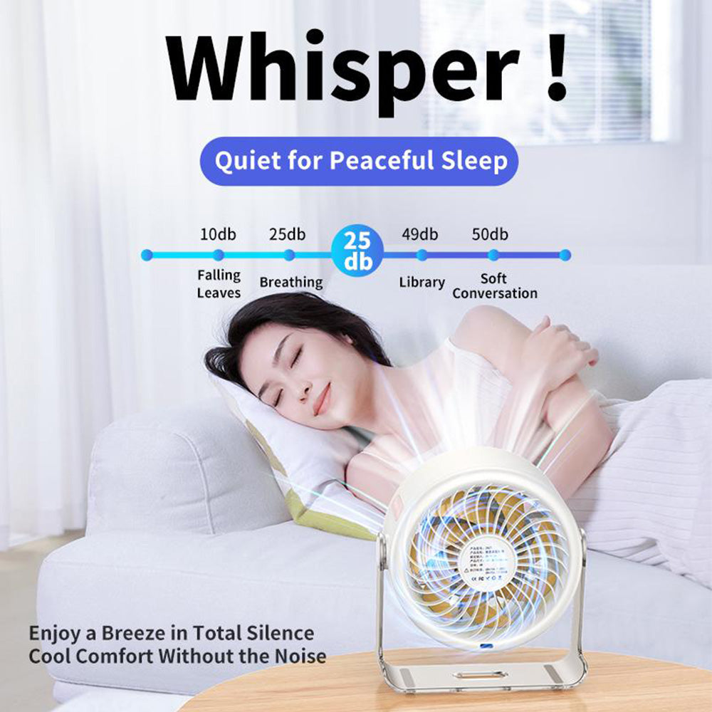 Sakerplus Battery Powered Quiet Desk Fan - Adjustable Head