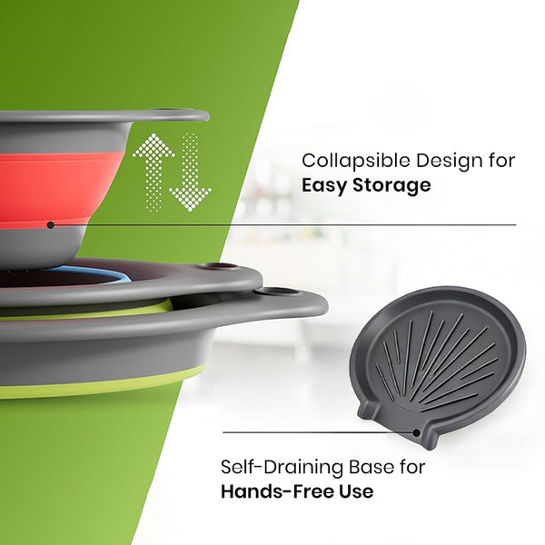 Sakerplus® Collapsible Silicone Kitchen Strainer Set