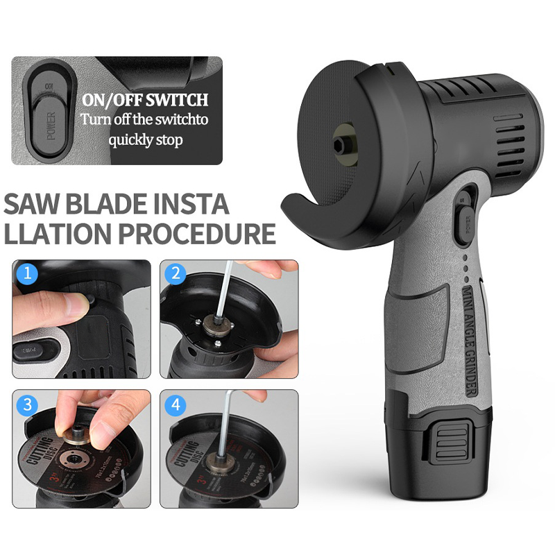 Sakerplus 12V Mini Angle Grinder with Cutting Disc