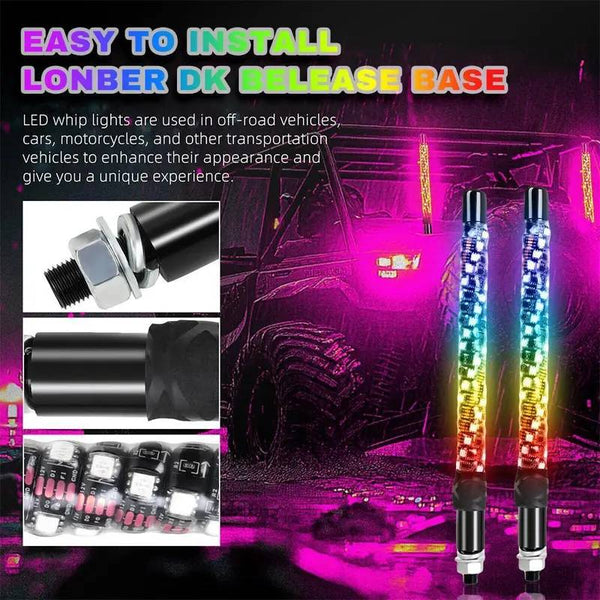 Sakerplus® Spiral RGB LED Whip Lights Set