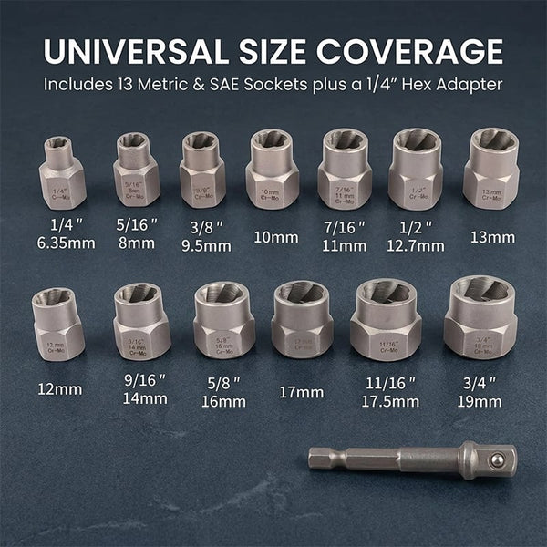 Sakerplus® Impact Bolt Nut Extractor Set