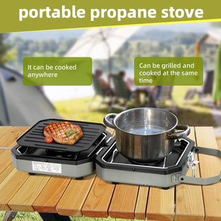 Sakerplus® 2 Burner Propane Camping Stove with Grill