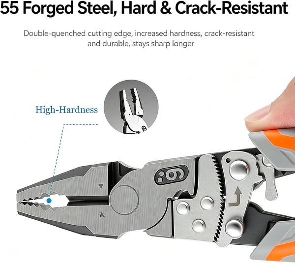 Sakerplus® 9-Inch Ratcheting Self-Locking Multifunction Pliers