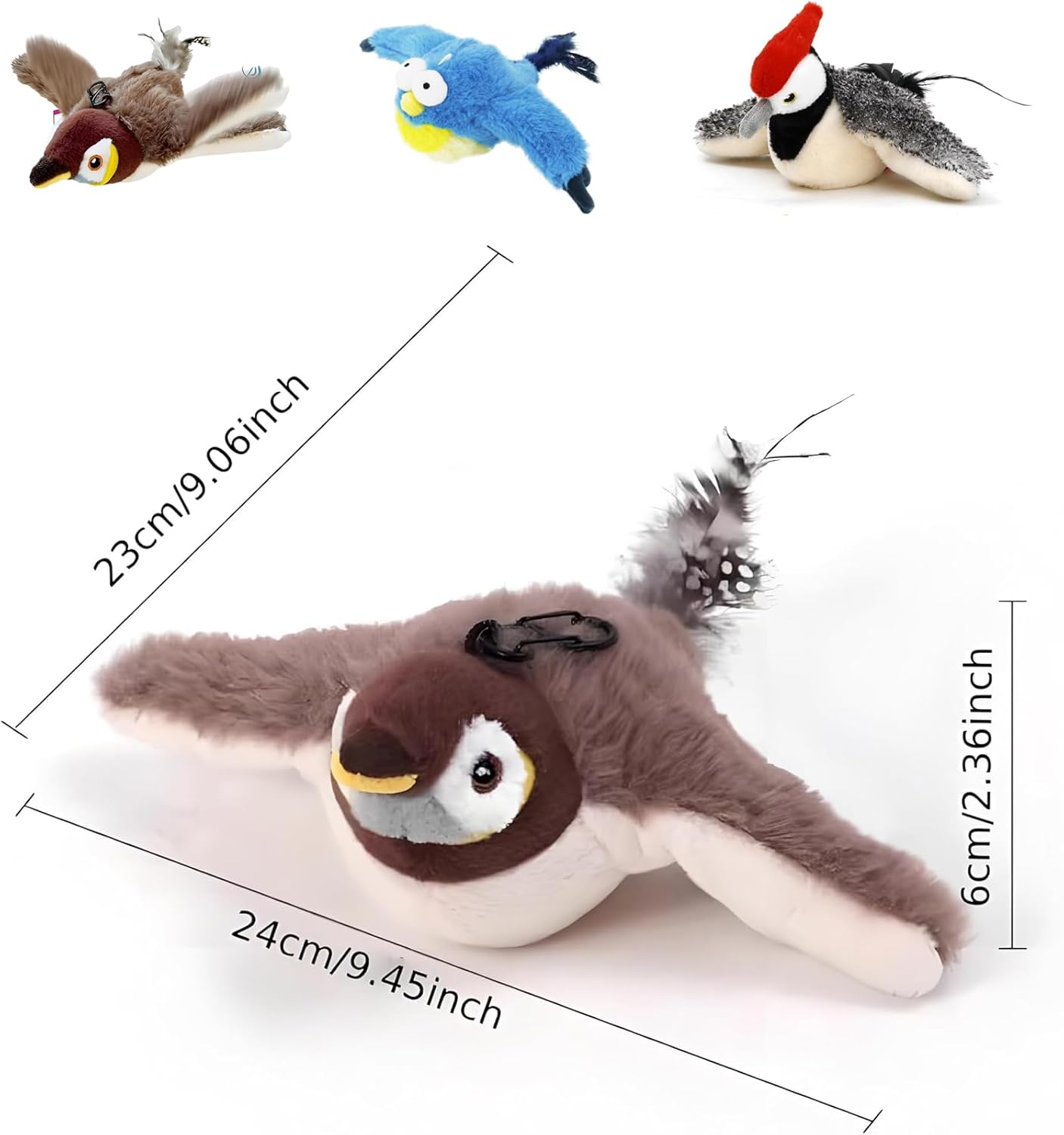 Sakerplus® Flapping Chirping Interactive Cat Bird Toy