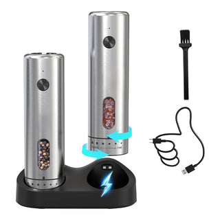 Sakerplus® Electric Salt and Pepper Grinder Set with Charging Base