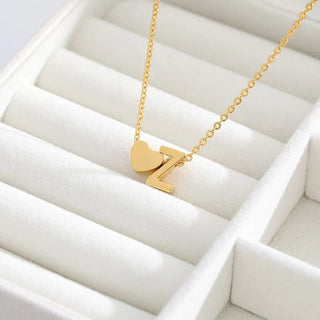Sakerplus® 18K Gold Heart Initial Necklace