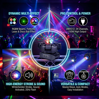 Sakerplus® Moving Head RGBW LED Disco Light