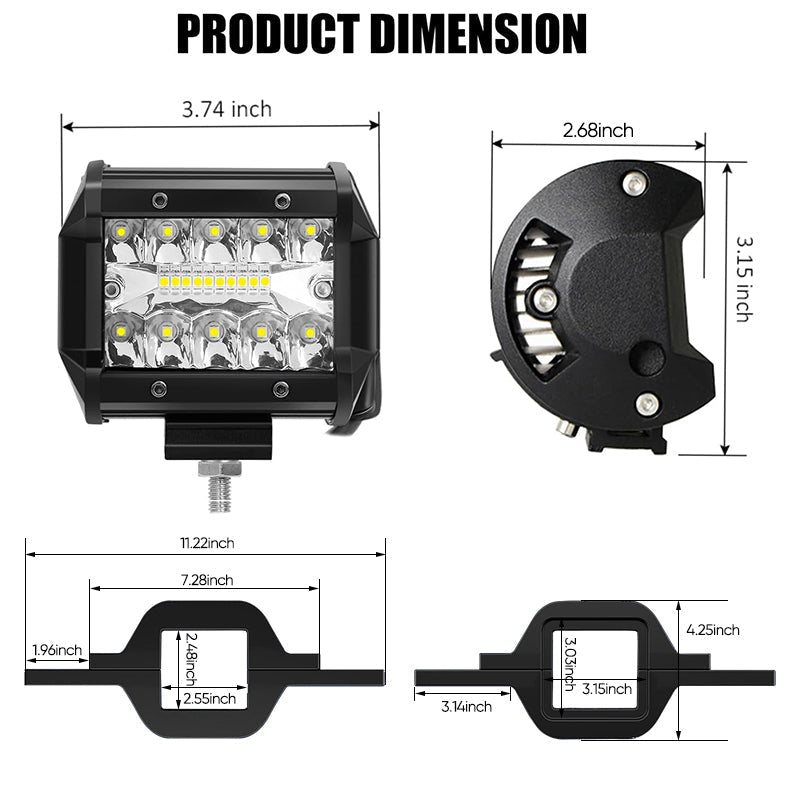 Sakerplus LED Work Light Pods With Brackets