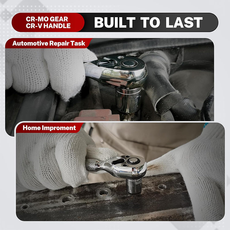 Sakerplus® Stubby Ratchet Set with Reversible Head