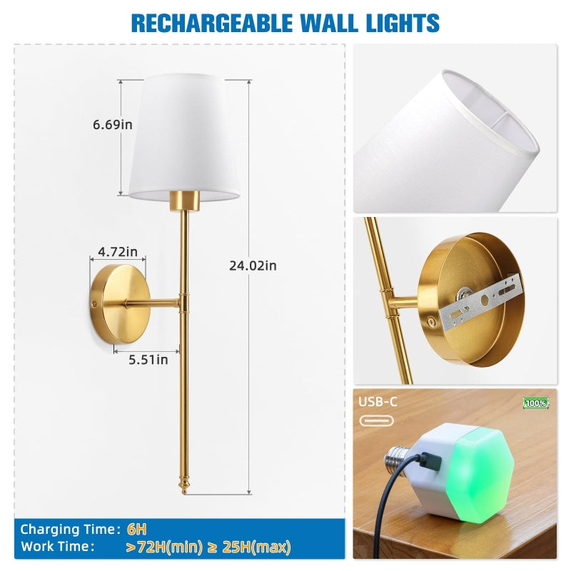 Sakerplus® Rechargeable Battery Operated Wall Sconces
