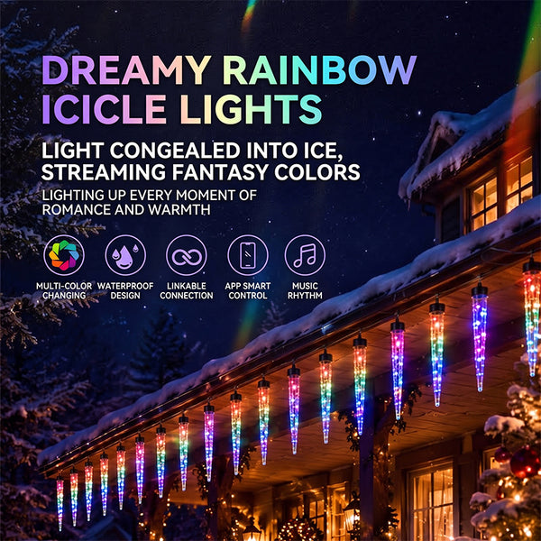 Sakerplus® Outdoor Multicolor Music Sync Icicle Lights