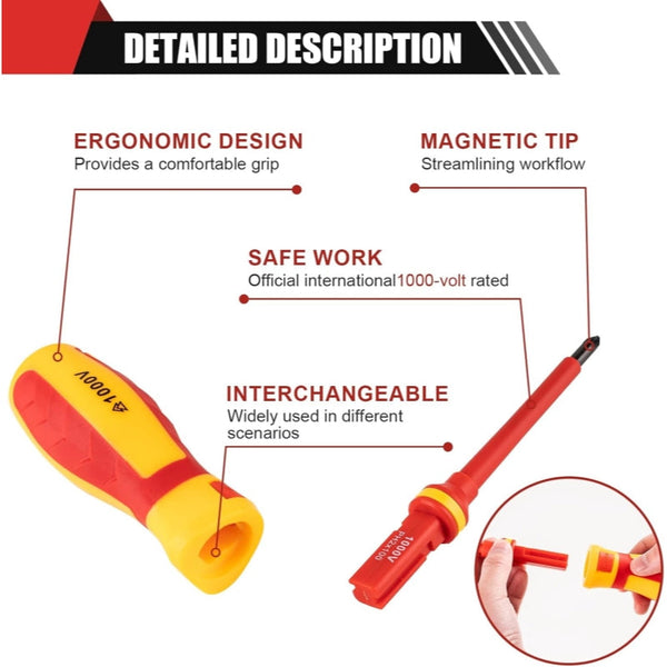 Sakerplus® 13-Piece 1000V Insulated Magnetic Screwdriver Set