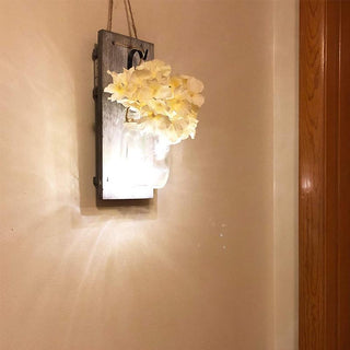 Mason Jars Rustic Wall Lamp With Silk Hydrangea