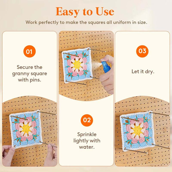 Sakerplus® Bamboo Crochet Blocking Board With Pins
