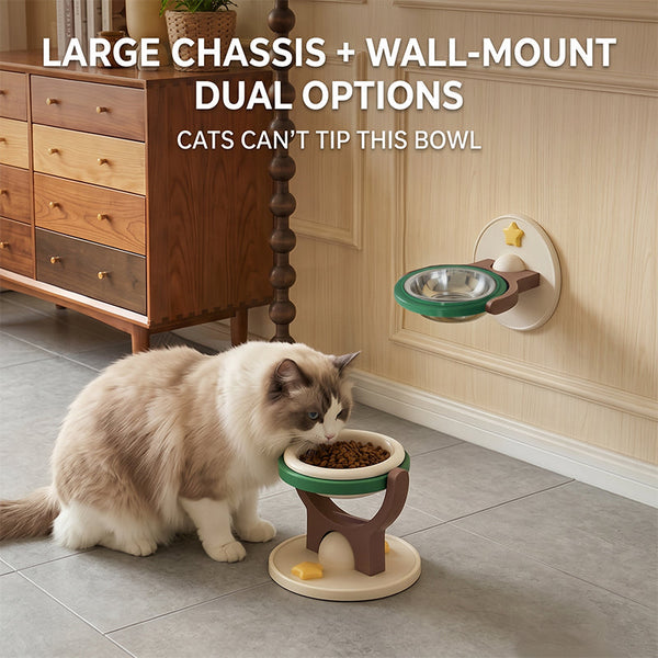 Sakerplus® Adjustable Wall Mounted Cat Bowl Set