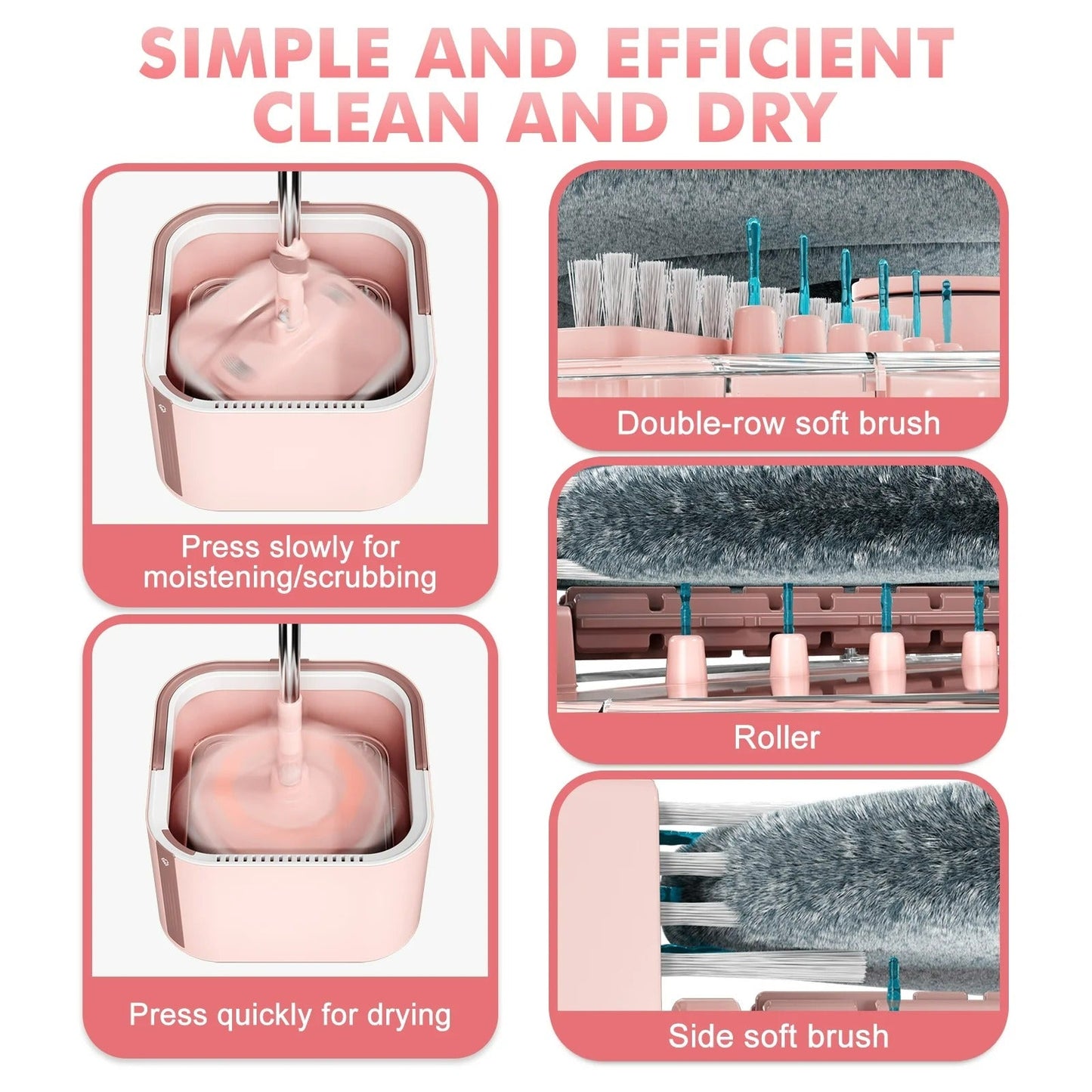 Sakerplus Upgrade Spin Mop Bucket with Detachable Inner Bucket